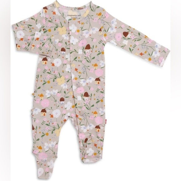 Magnetic Me Other - Magnetic Me Portabella Posies Modal Ruffle Footie (Baby Girl), Grey, 18-24M, NWT